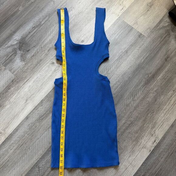 ZARA Ribbed Mini Dress Cutout Party Club Blue Medium - Picture 7 of 7